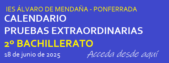 CALENDARIO PRUEBAS EXTRA 2º BACH JUNIO 2025