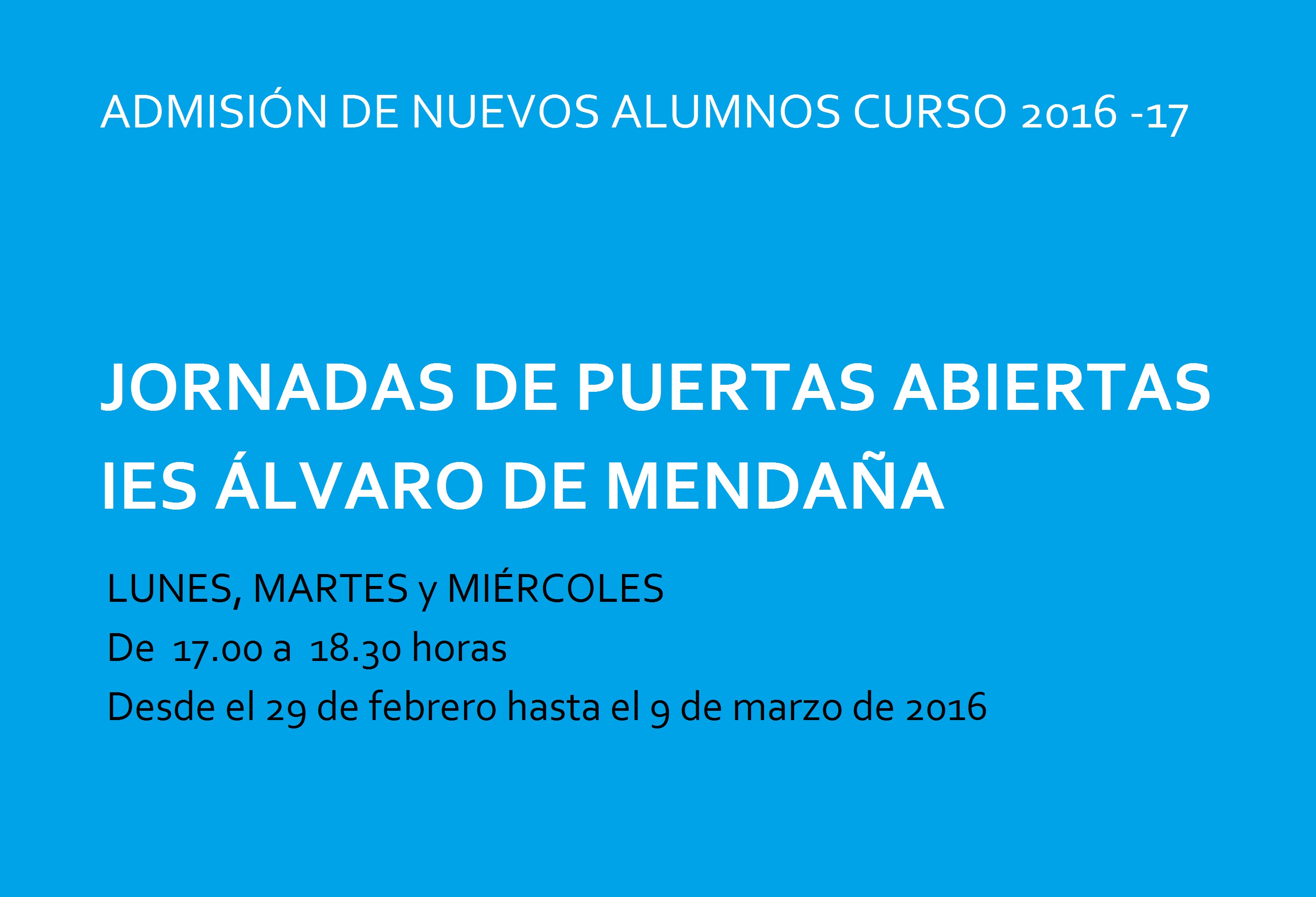 ADMISIÓN ALUMNOS 2016