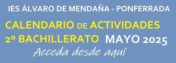 CALENDARIO 2 BACH MAYO 2025